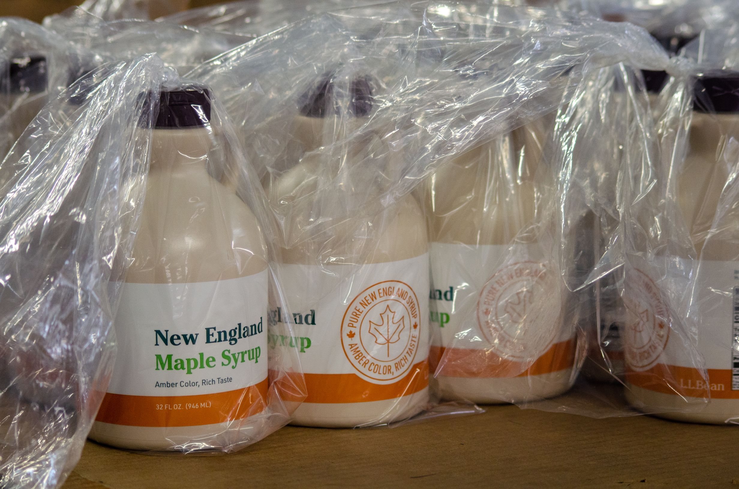 New England Maple Syrup being packaged